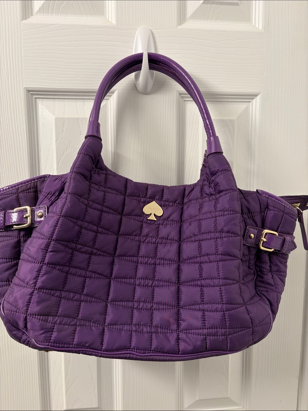 kate spade Quilted Purple Tote with Gold Spade Accent